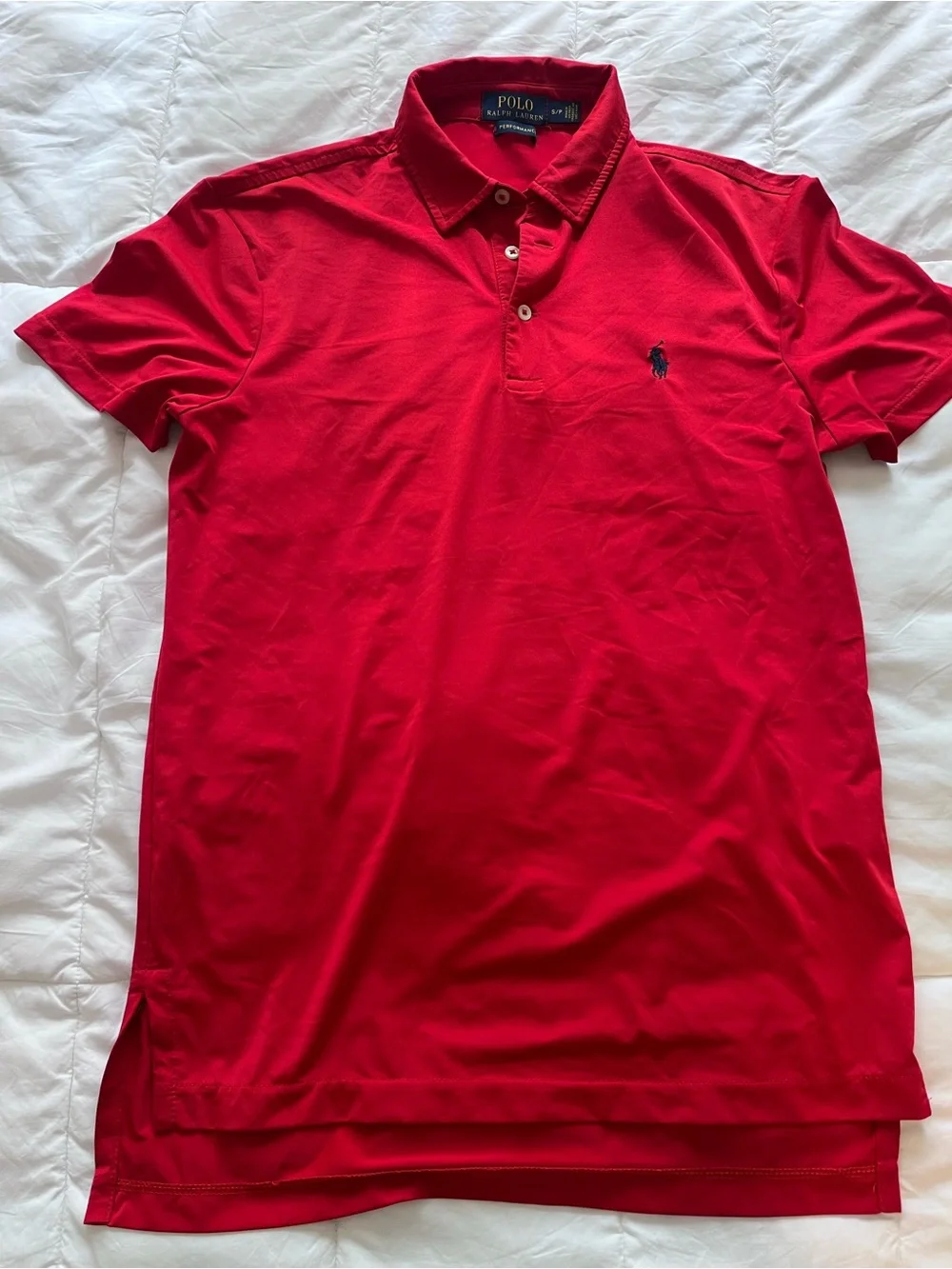 Ralph Lauren Small Red Short-Sleeve Performance Polo with Navy Pony